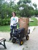 Cheryl Kohl transports natural debris, invasive plants and pruned cuttings separated for disposal and composte.
